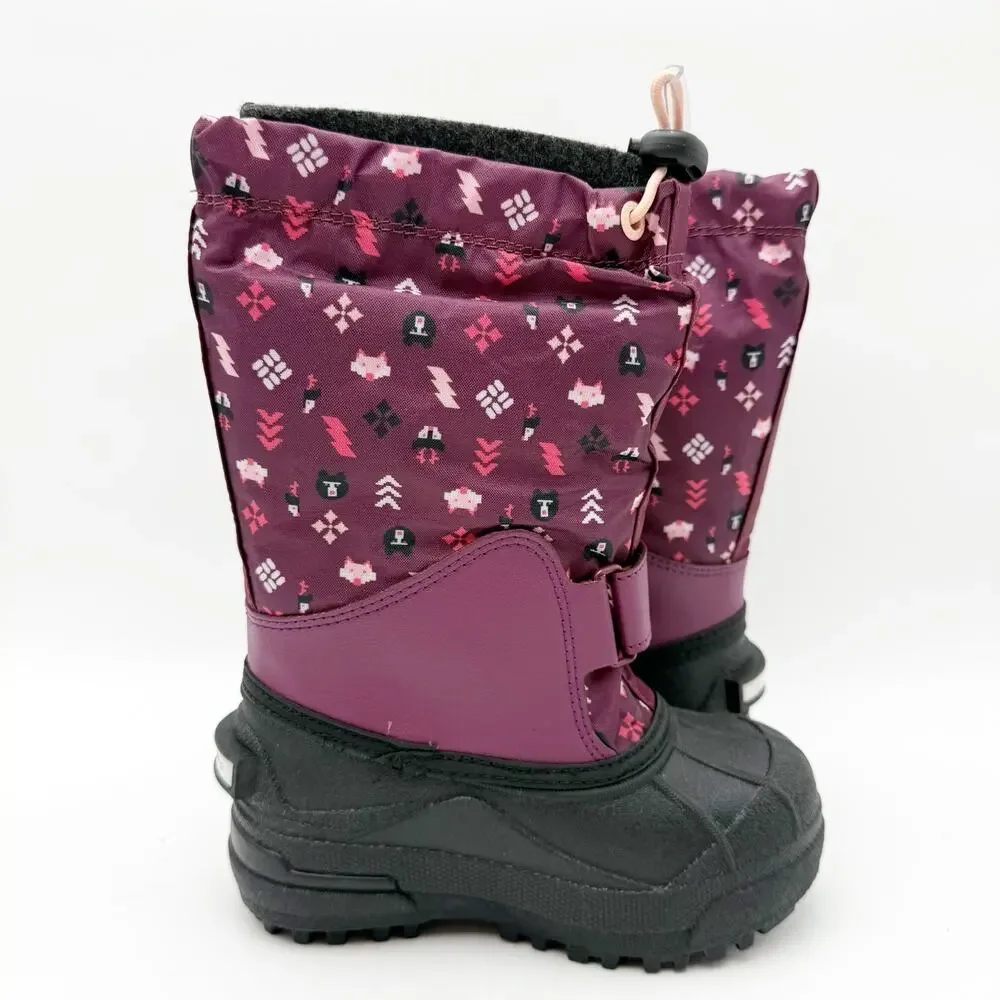 Columbia Girls Powderbug Forty Winter Boots US 9 Purple Waterproof Insulated NIB